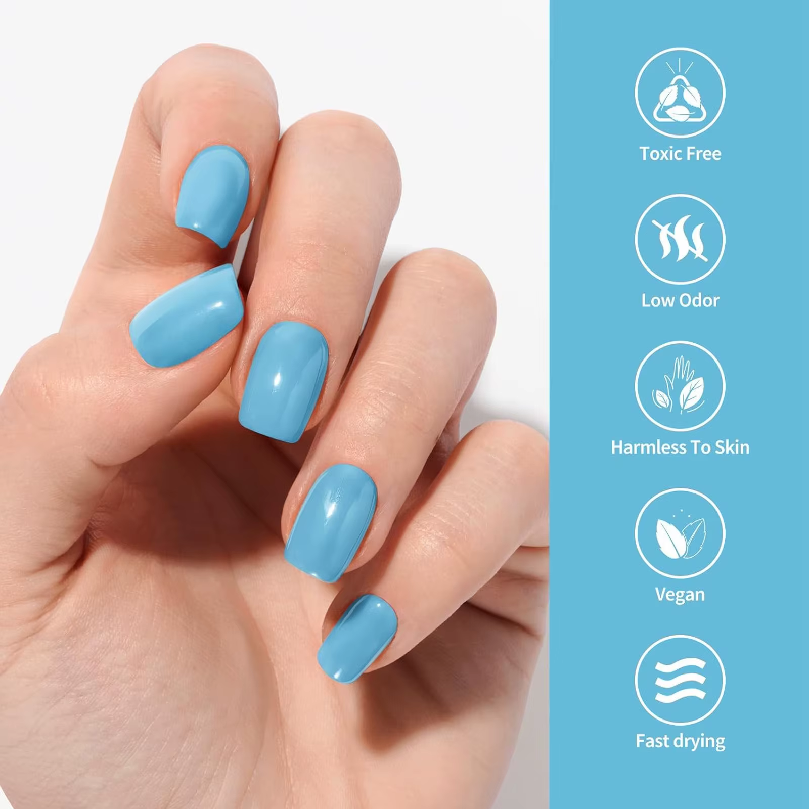 QAZIXU Vernis à ongles gel bleu ciel semi-permanent UV LED