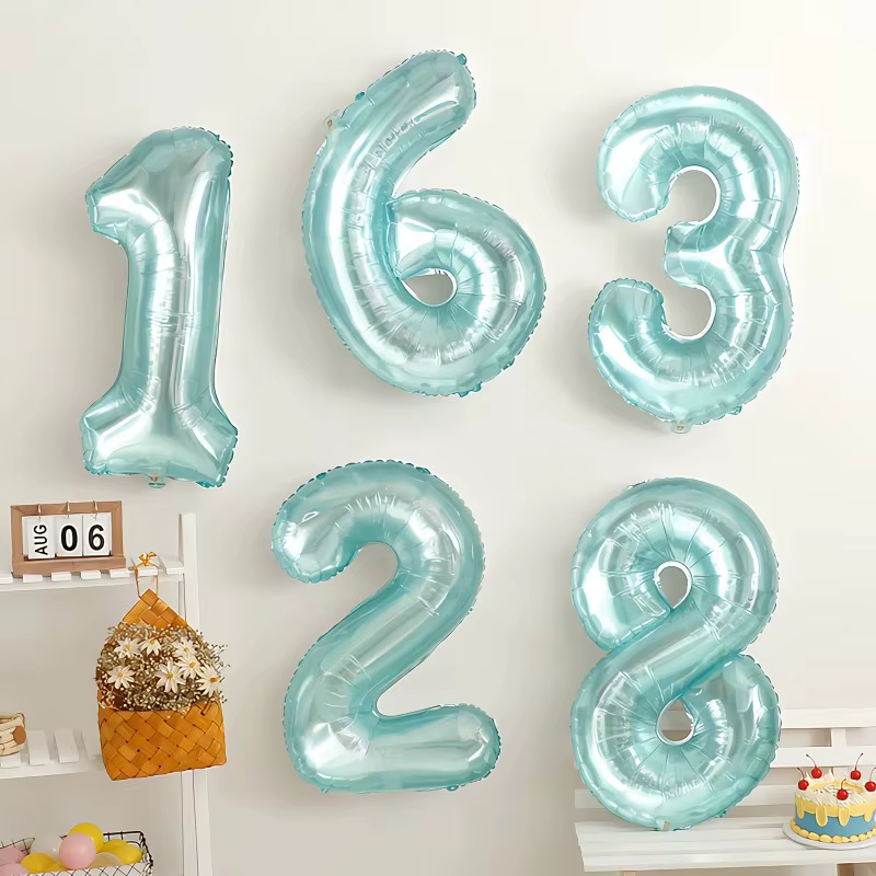Ballon numérique en gelée de cristal violet/bleu/rose, 32 pouces, 1 pièce, décor de fête d'anniversaire pour enfants, accessoires de photographie, fête surprise pour adultes