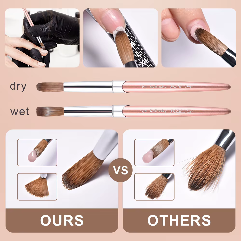 KADS – brosse professionnelle Kolinsky pour ongles