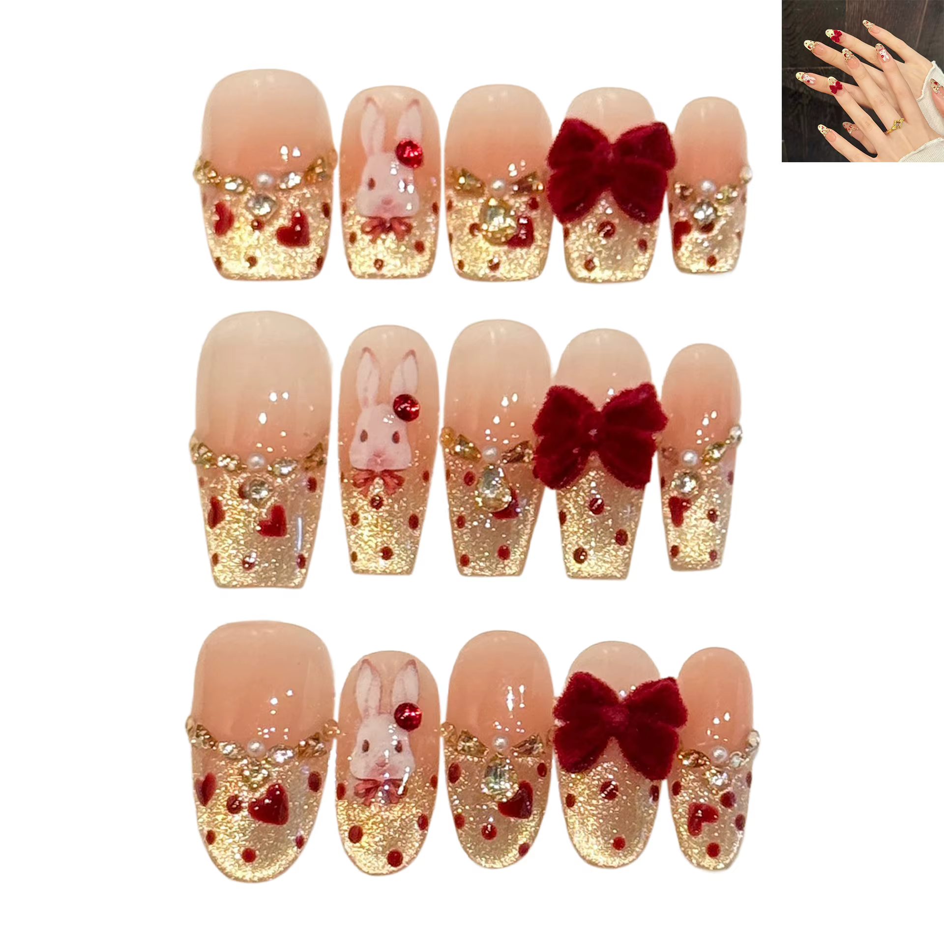 Faux ongles français œil de chat