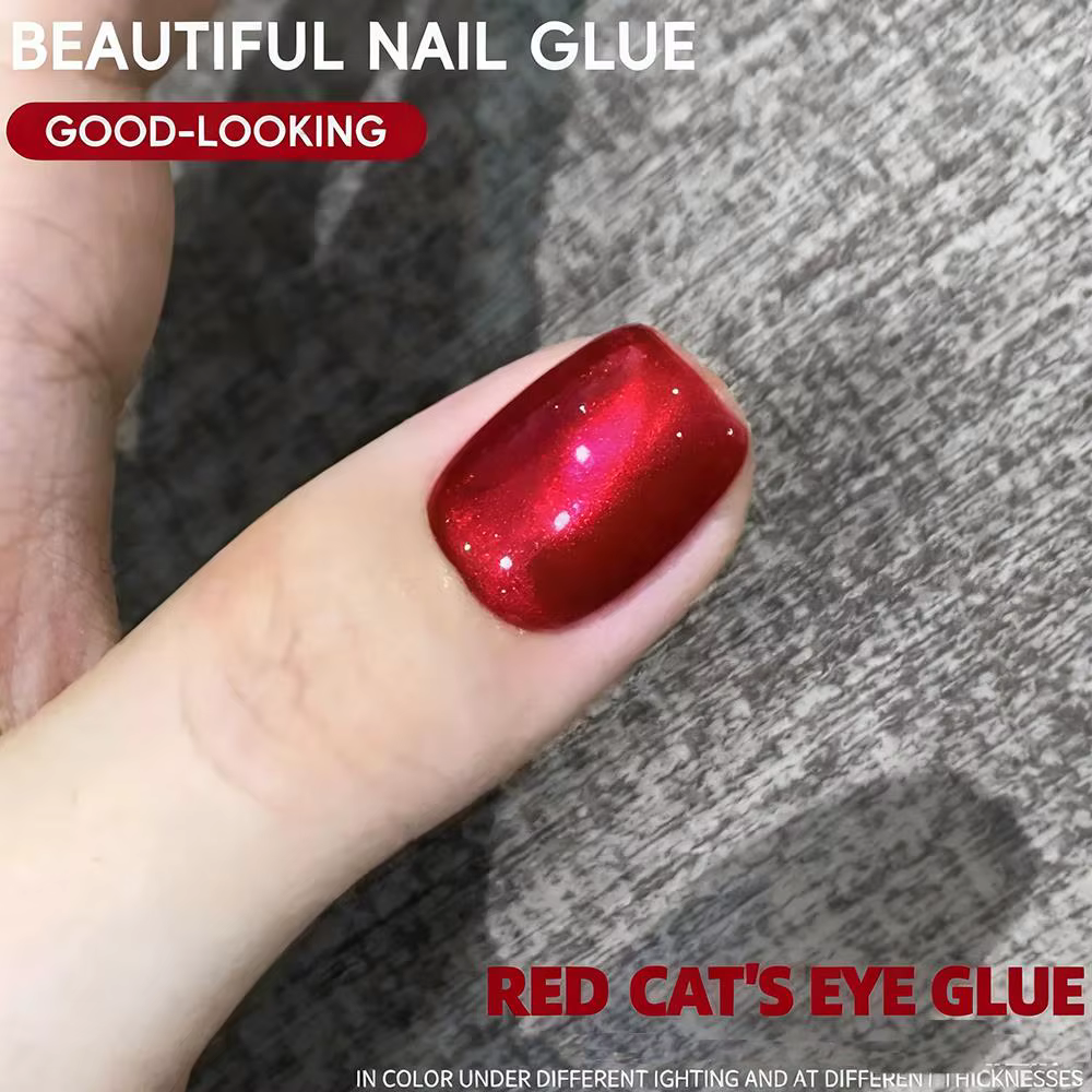 10ml noël rouge oeil de chat Gel vernis à ongles scintillant rubis