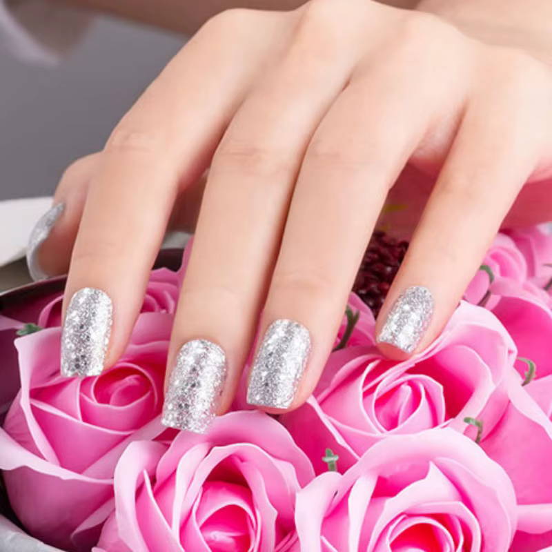 Mélange de paillettes pour ongles en argent pur scintillant