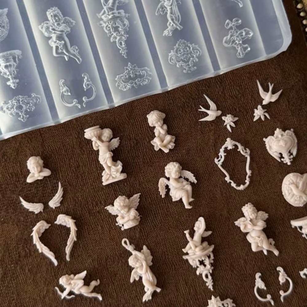 Moule à ongles en silicone 3D baroque ange