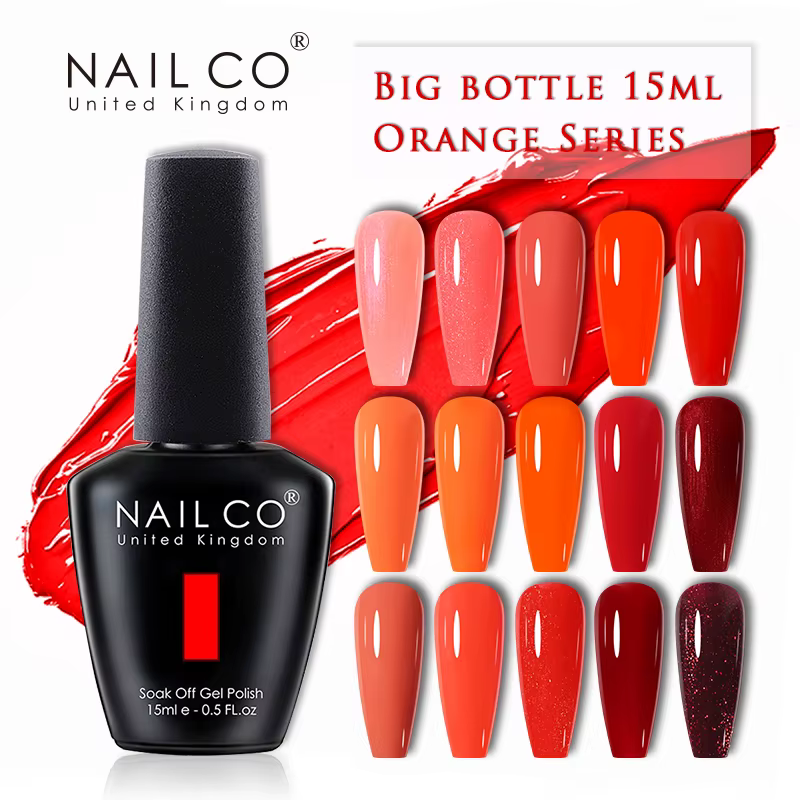 NAILCO 15ml couleur Orange vernis à ongles Semi Permanent rouge rose Gellack Nail Art Salon tremper UV LED paillettes