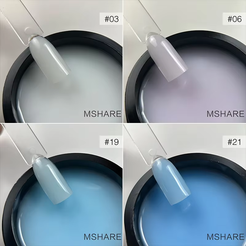 MSHARE 50g gelée blanc rose bleu translucide auto-nivelant constructeur Gel dur pour Extension d'ongles Construction Gel UV