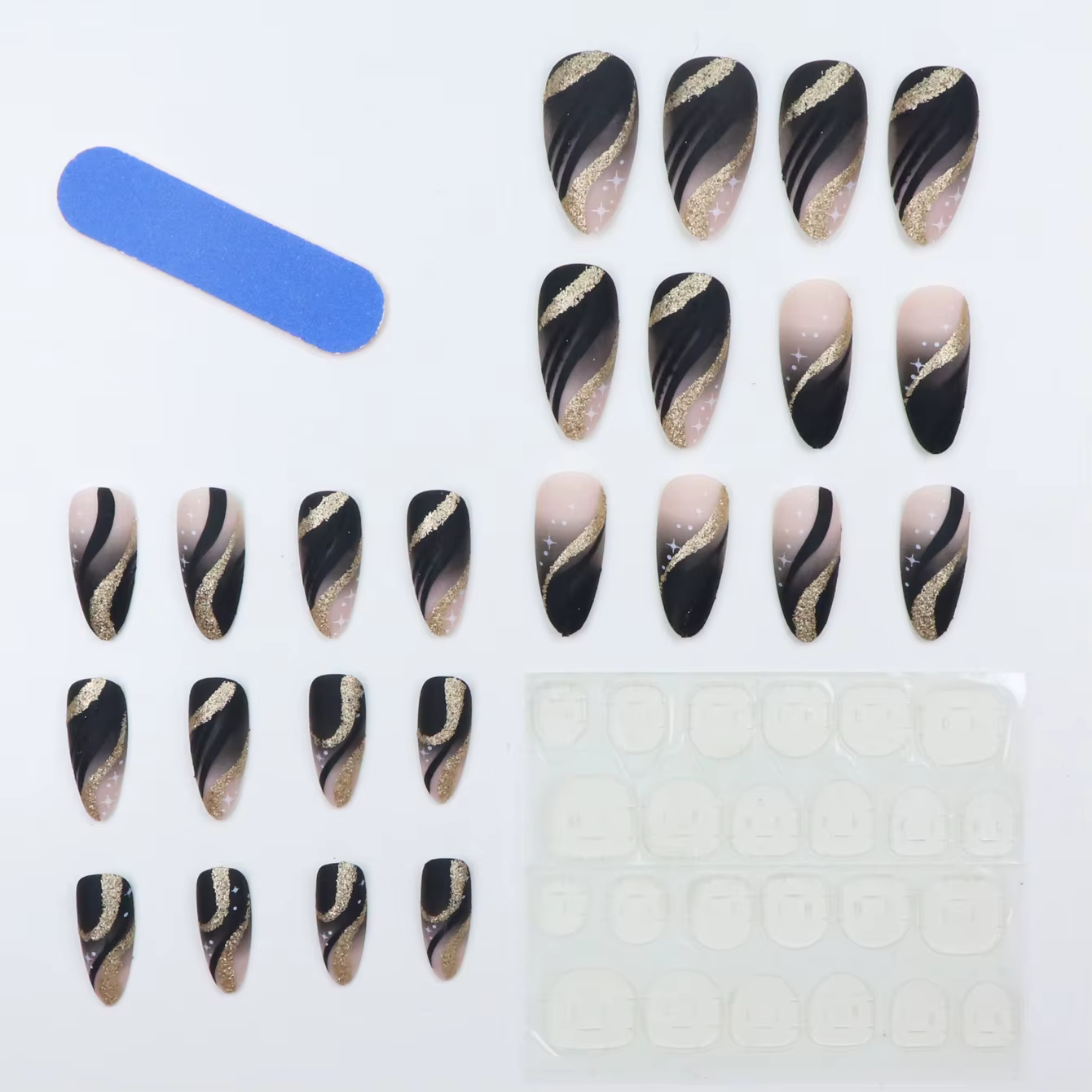 ARTAUG 24 pièces élèvent votre Style avec une presse noire d'amande moyenne sur les ongles