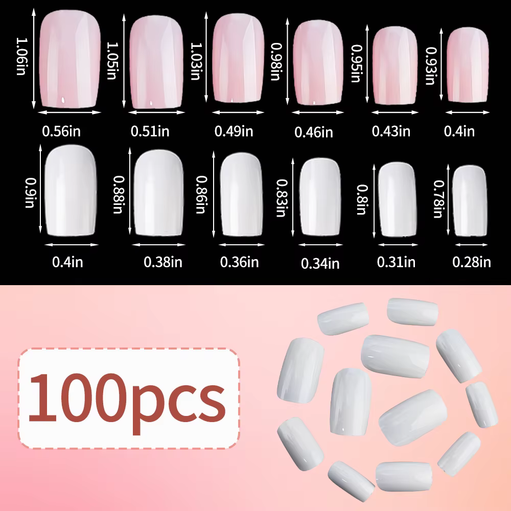 Faux Ongles Courts et Carrés Réutilisables