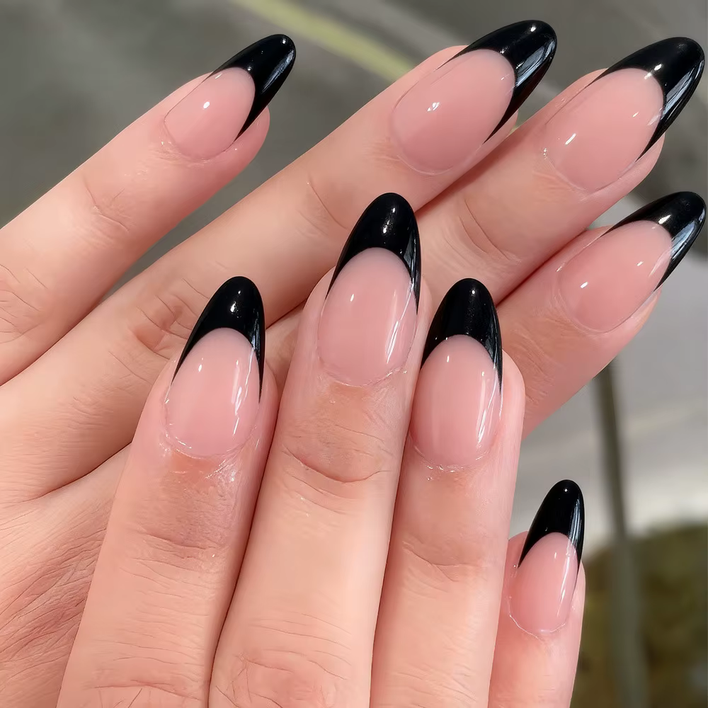 30 pièces blanc/noir/rouge français faux ongles femmes charme quotidien manucure couleur nue amande presse