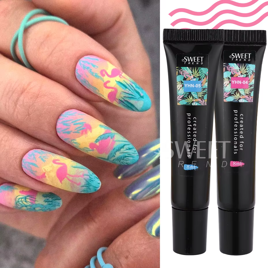 Vernis Gel Coloré 8ml pour Estampage d'Ongles – Couleurs Estivales Hybrides Semi-Permanents – Peinture à la Pochoir –
