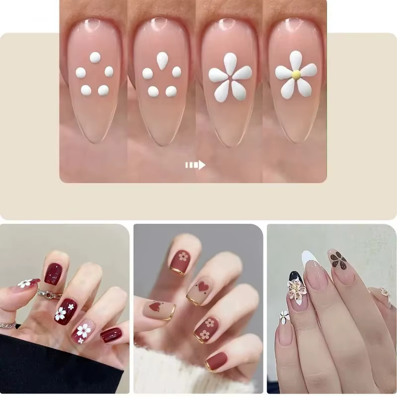 Stylo à points multi-usages en forme de fleur à 5 pétales pour nail art
