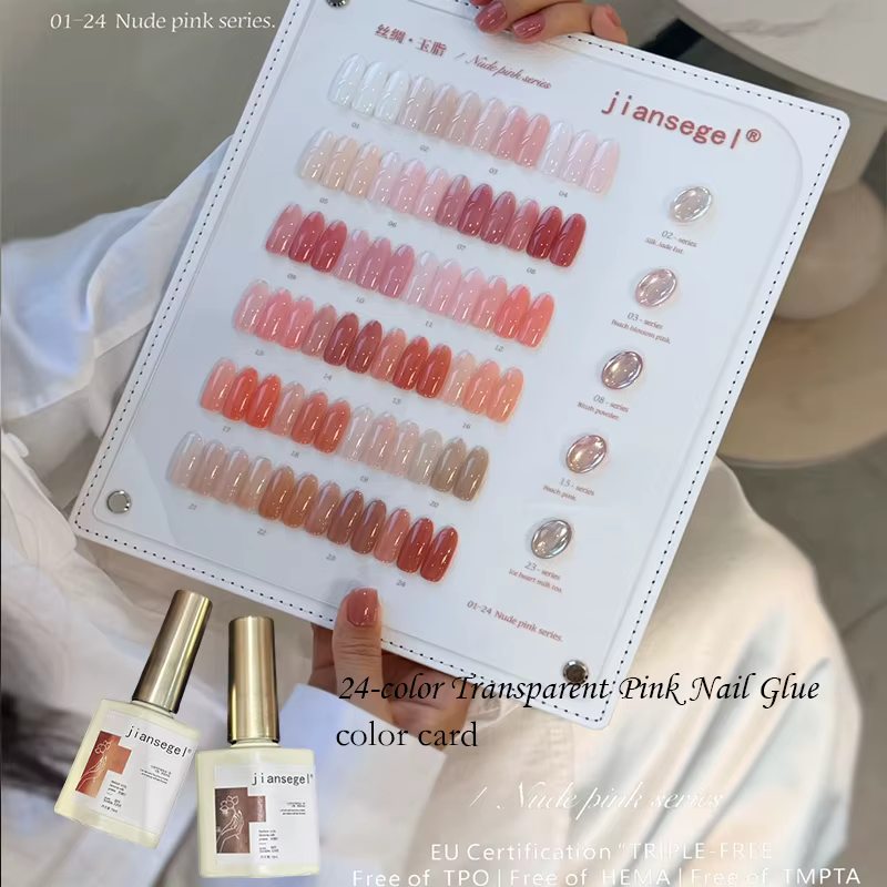 Vernis à ongles gel rose transparent effet gelée 24 couleurs