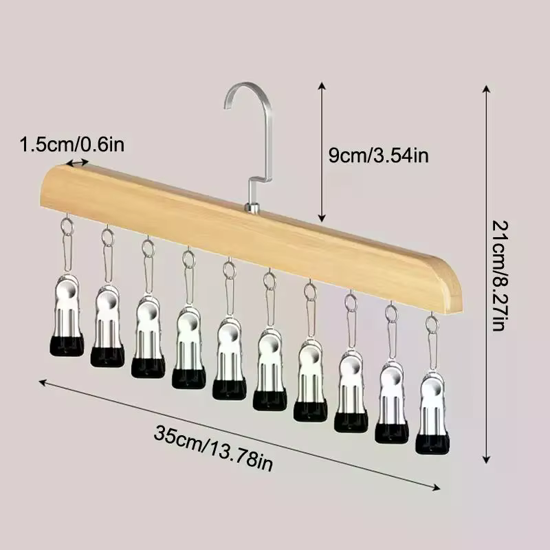 Organisateur de placard avec 10 pinces, organisateur de placard suspendu pour gagner de la place, pinces à linge pour chapeaux et écharpes