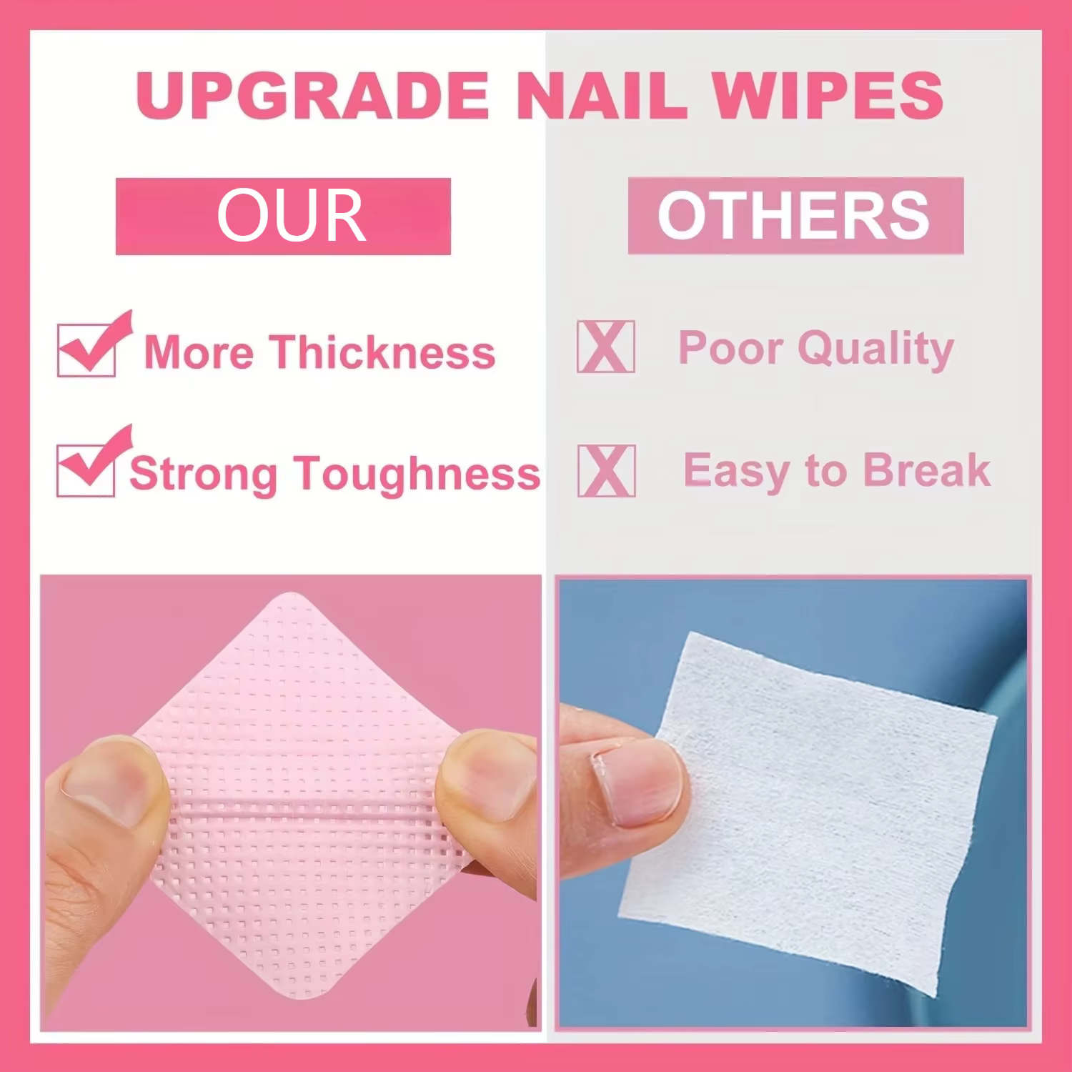 20-600 pièces lingettes à ongles non pelucheuses Gel tissus de nettoyage tampons dissolvant de vernis