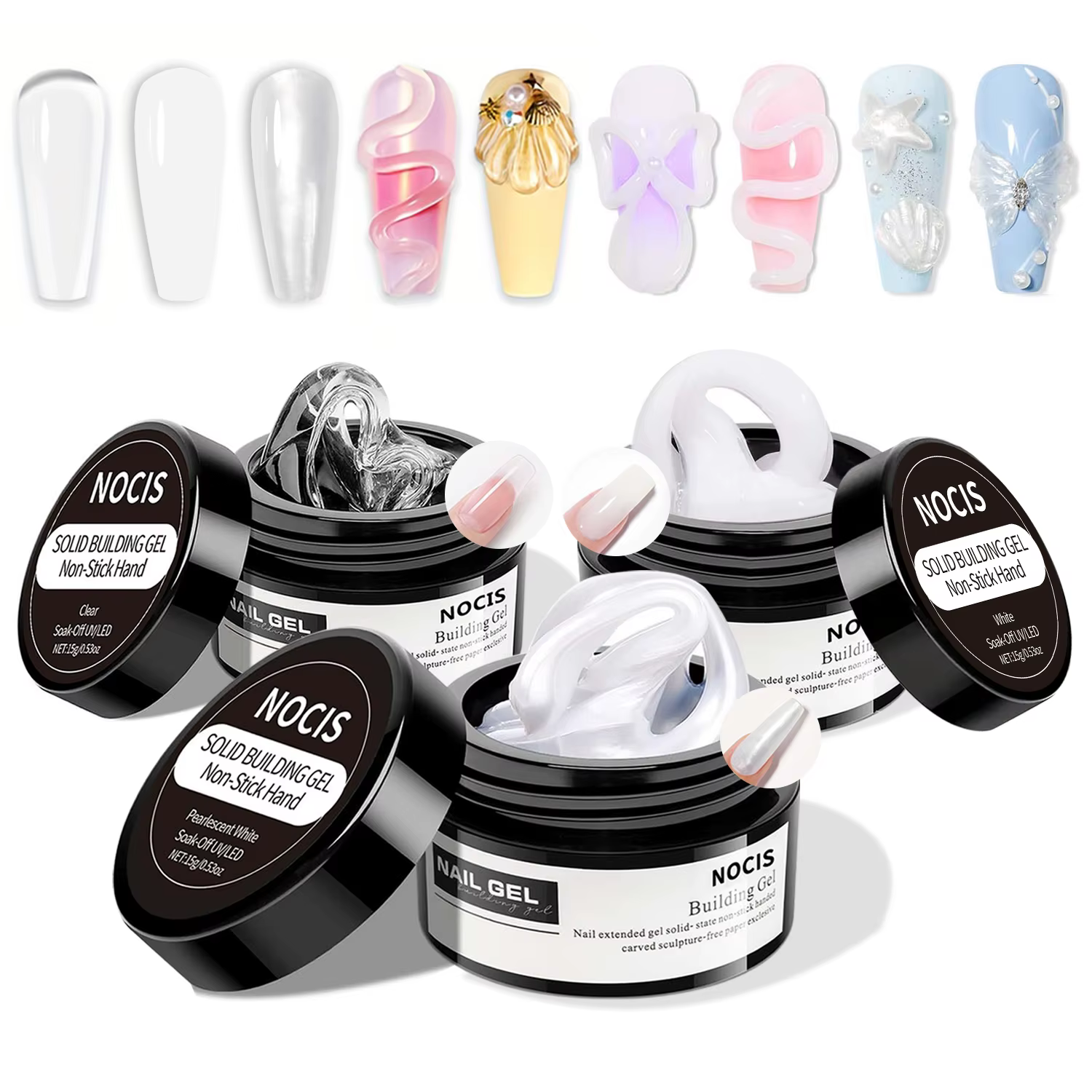 Kit de construction de gel solide NOCIS 15g pour nail art DIY - Gel d'extension 4-en-1