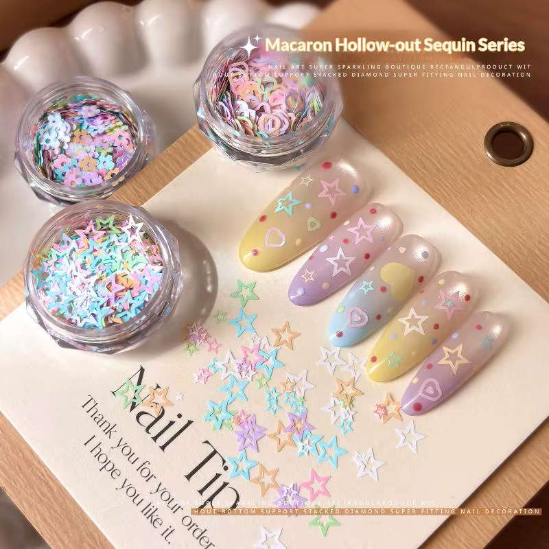 Paillettes de nail art Macaron Pastel creuses