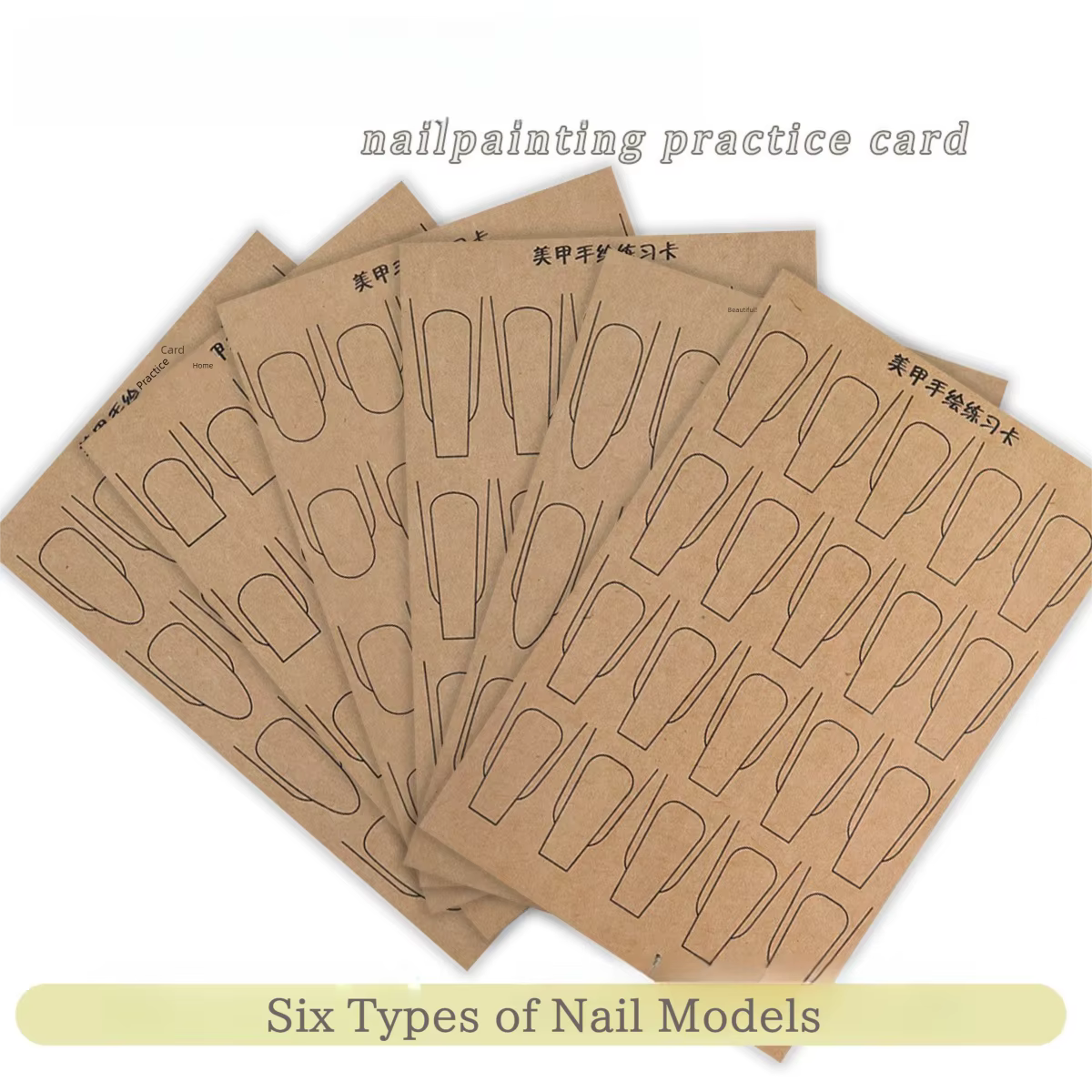 100 ensembles de carton de pratique de peinture à la main pour Nail Art