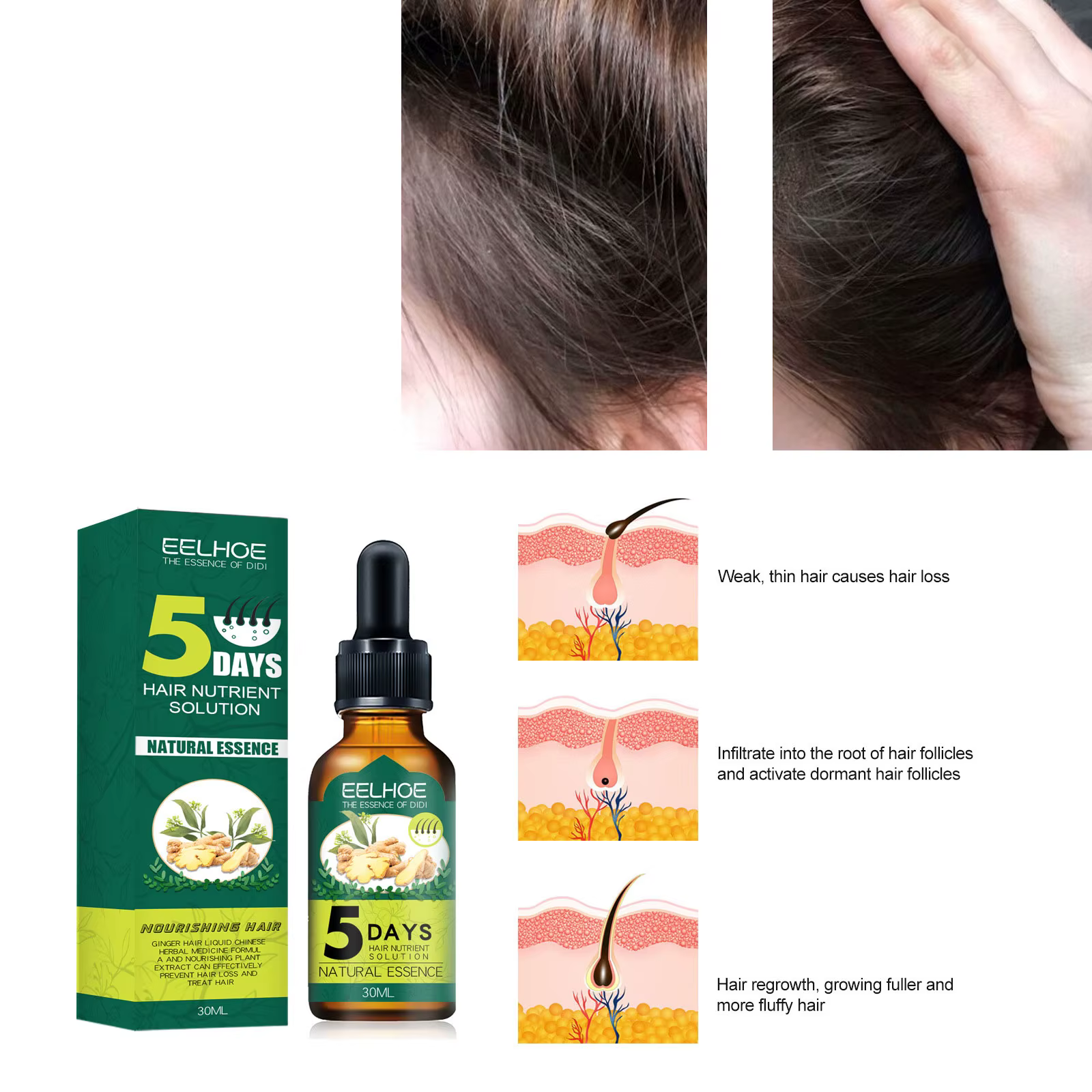 Huile essentielle de soin des cheveux, naturel, vidéo