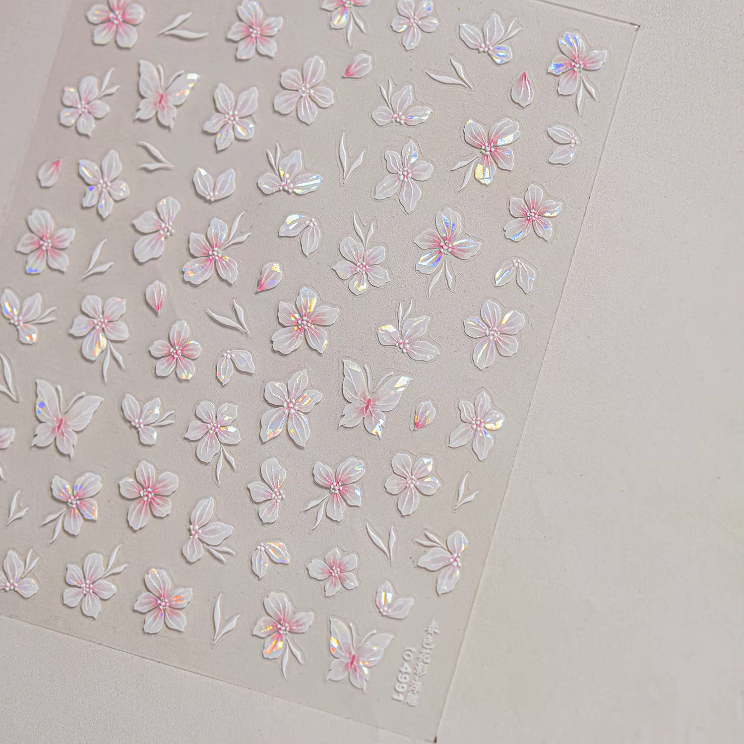 Autocollants pour ongles avec paysage printanier et ombres de fleurs