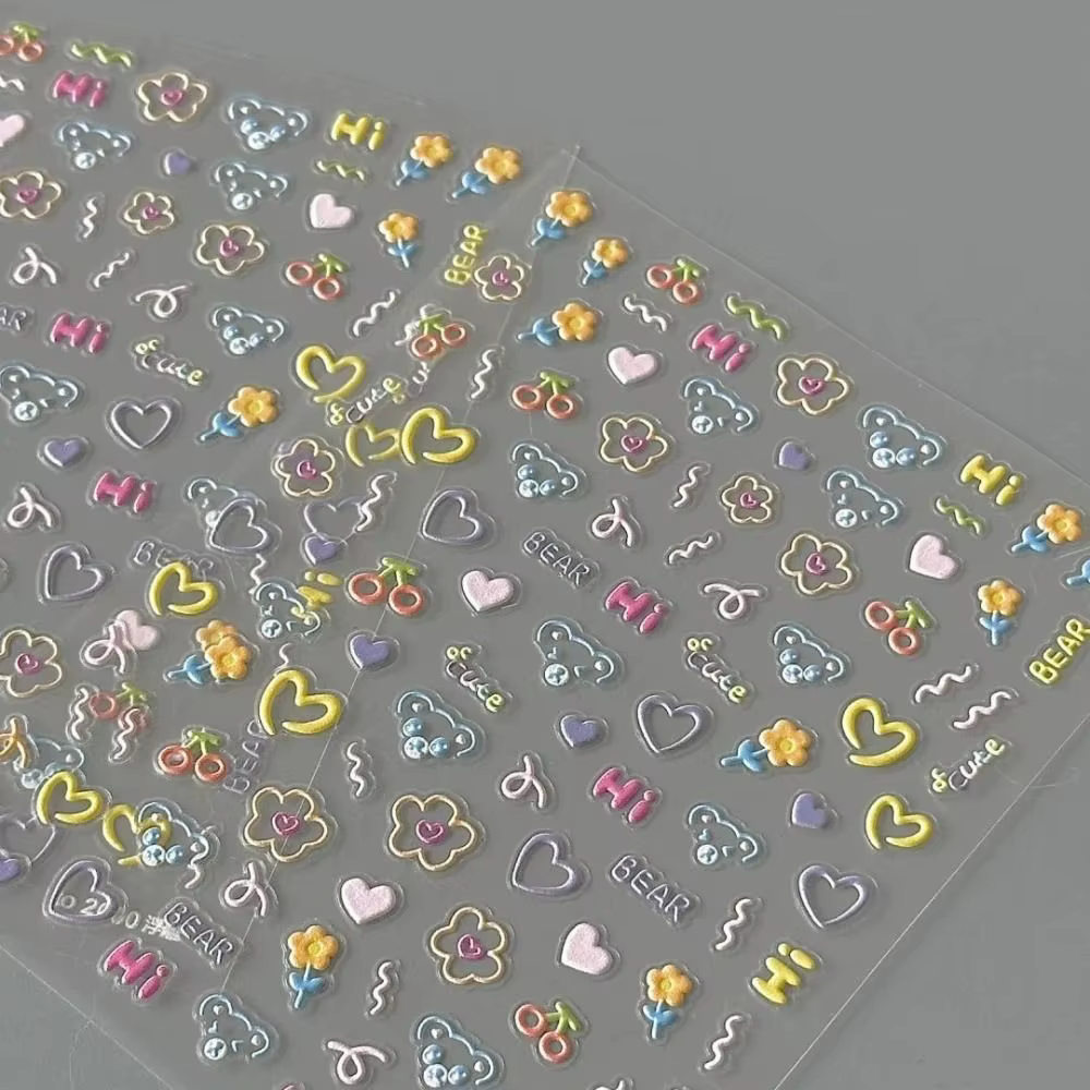 2025 mignon autocollant pour ongles doux en relief