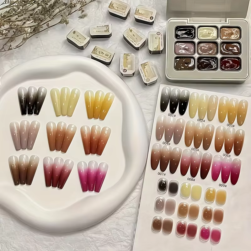Ensemble de vernis à ongles en gel solide kaki 9 couleurs
