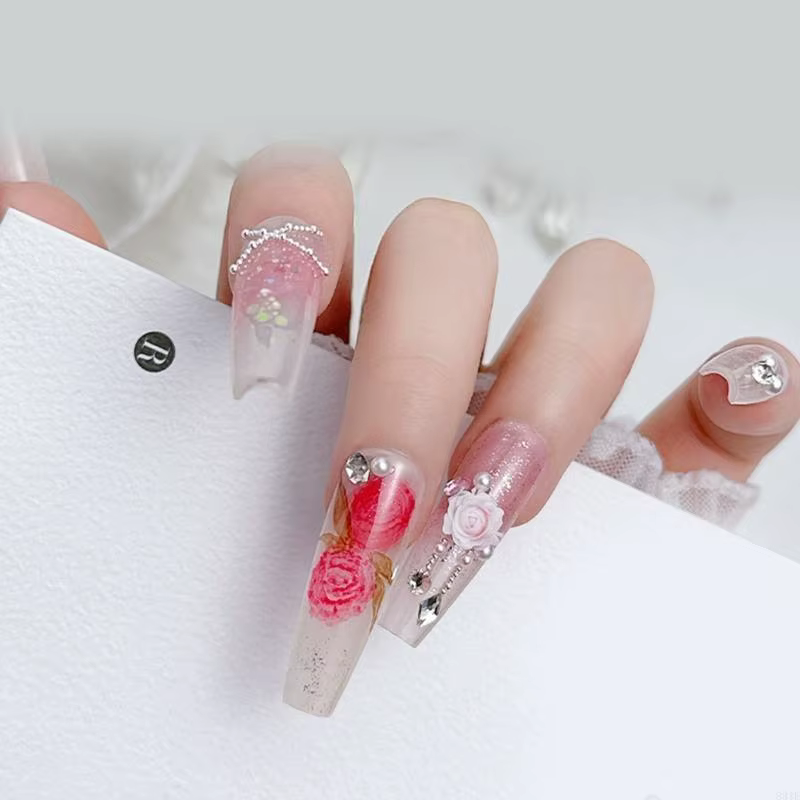 831E 50pcsdecorez vos ongles avec des accessoires rose en résine adaptés aux amateurs