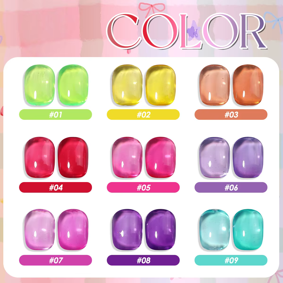 Gel à ongles solide 9 couleurs effet gelée estivale
