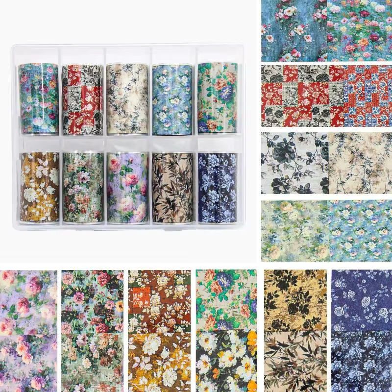 Feuilles de transfert pour nail art motif Rose Fleur