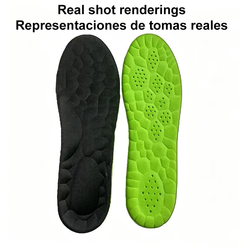 1/2 Paire de semelles intérieures de sport en PU avec technologie 4D Cloud, souples, respirantes, absorbant les chocs, pour la course à pied et les soins orthopédiques