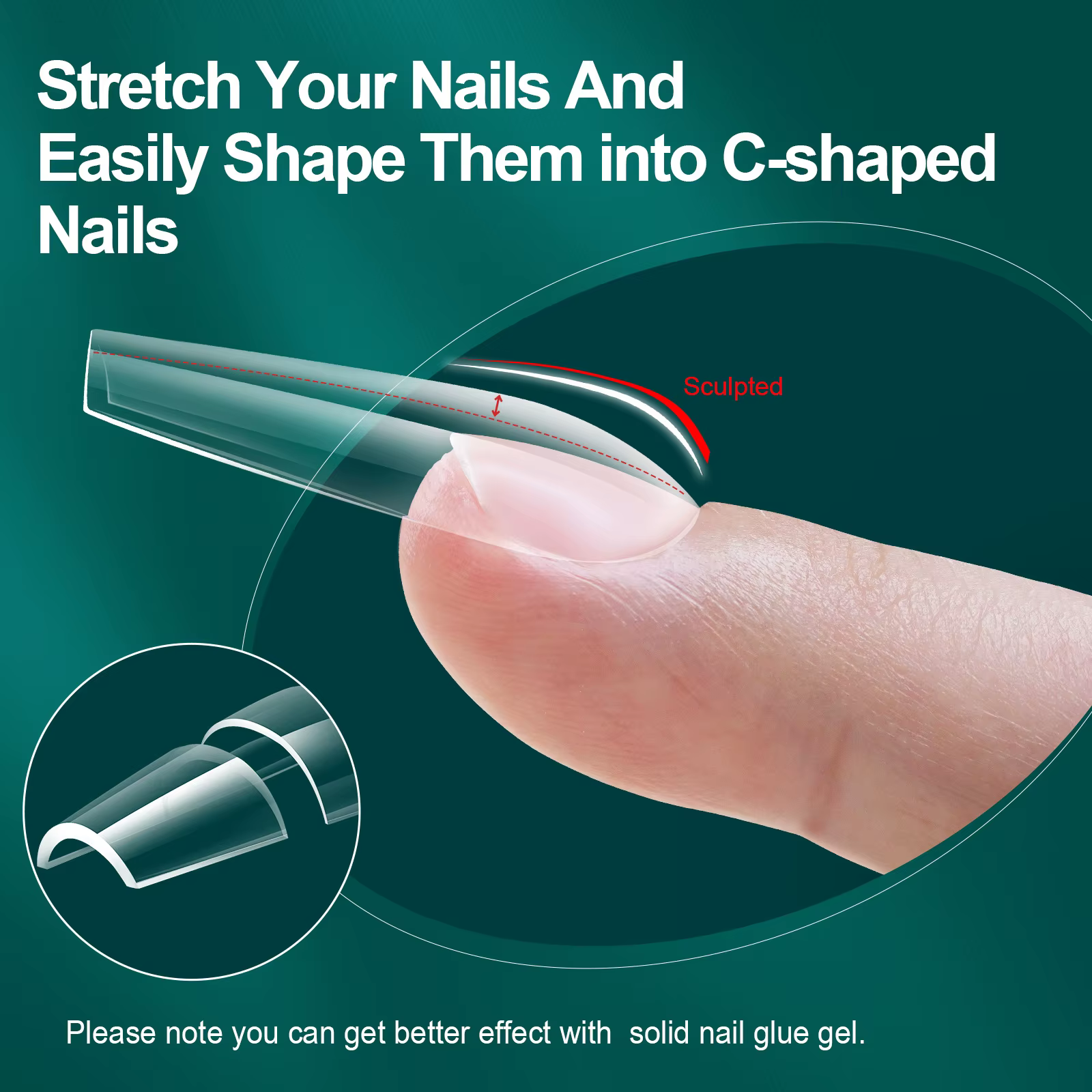 Ongles en gel souple courbés