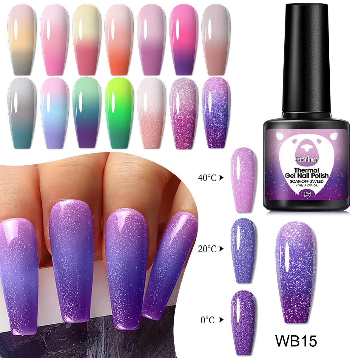 Vernis gel thermique à couleurs changeantes de 7 ml