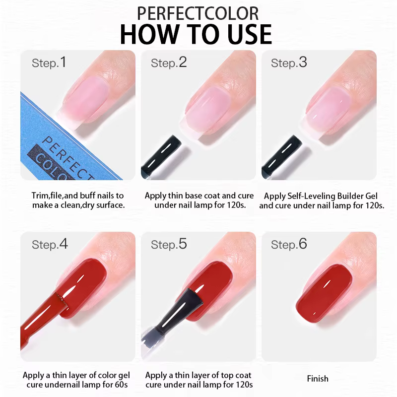 Gel constructeur transparent de couleur parfaite pour vernis à ongles 12 ml Gel fortifiant de formule auto-nivelante