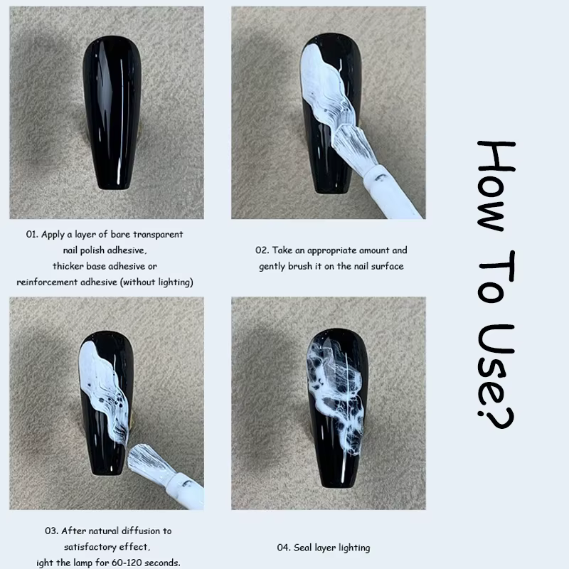 Bulle océan vague Nail Art colle ongles Poke blanc noir dentelle creux dégradé couleur
