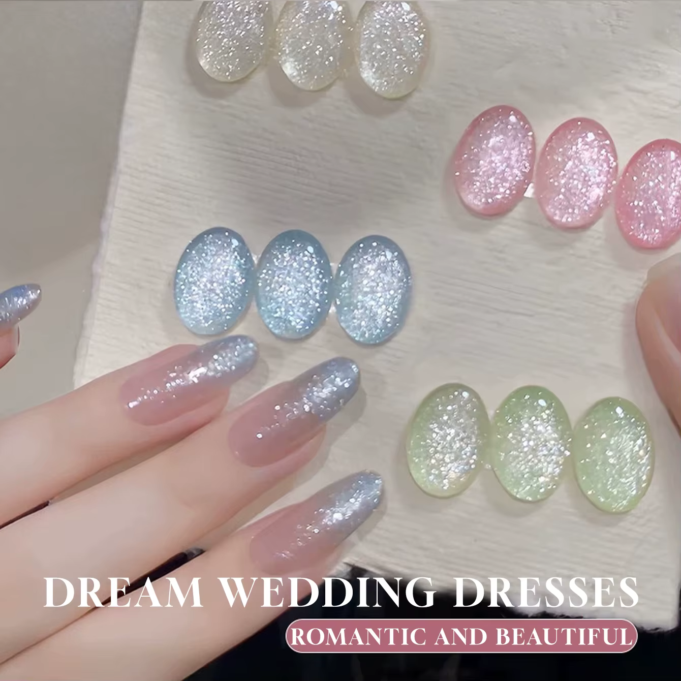 MIANEL 12ml Vernis à Ongles Gel Scintillant Effet Robe de Mariée