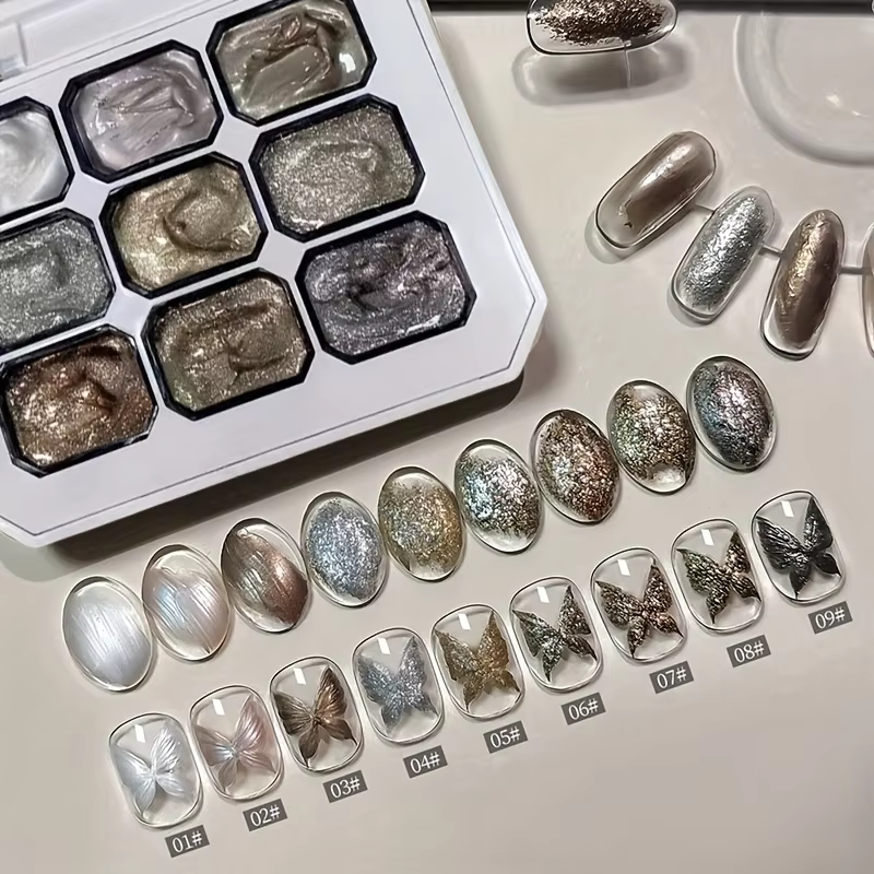 Maillard Ensemble de poudre de gel/gel pour vernis à ongles solide de 9 tailles – Gel