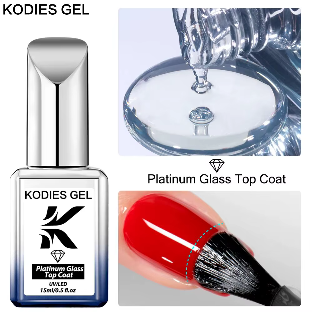 KODIES GEL diamant couche de finition sans lingette Gel vernis à ongles 15ML Semi Permanent platine verre brillant plus épais Gellak supérieur pour manucure Art