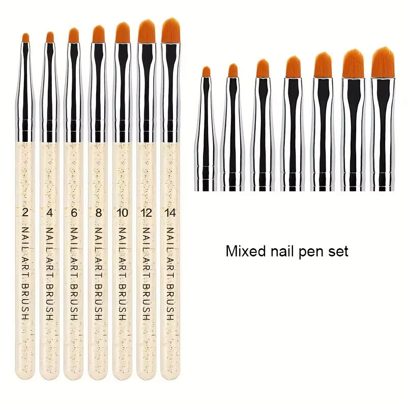 7 pièces/ensemble Nylon cheveux UV Gel acrylique Nail Art constructeur brosse stylo stylos à dessin pour la conception des ongles fournitures pour les professionnels