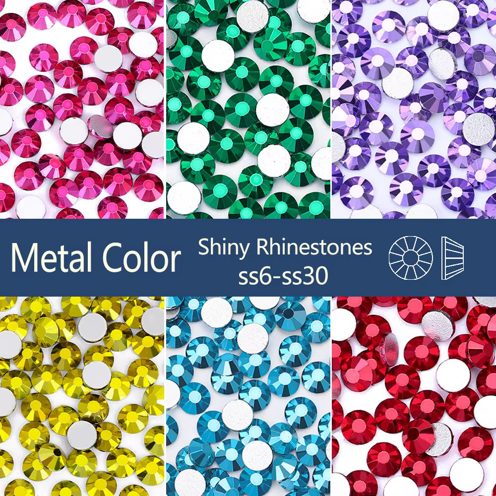 Mine couleur SS6-SS30 verre Super pailleté Flatback cristal argent dos Non correcteurs strass pour maquillage ongles charme страз