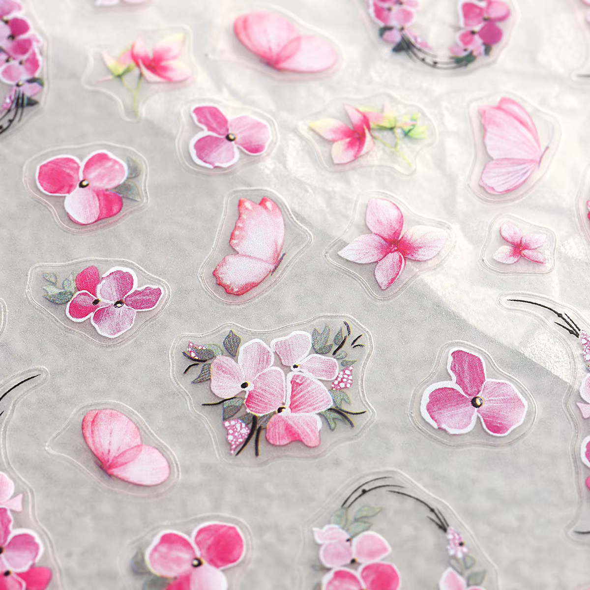 Autocollants pour ongles à fleurs roses