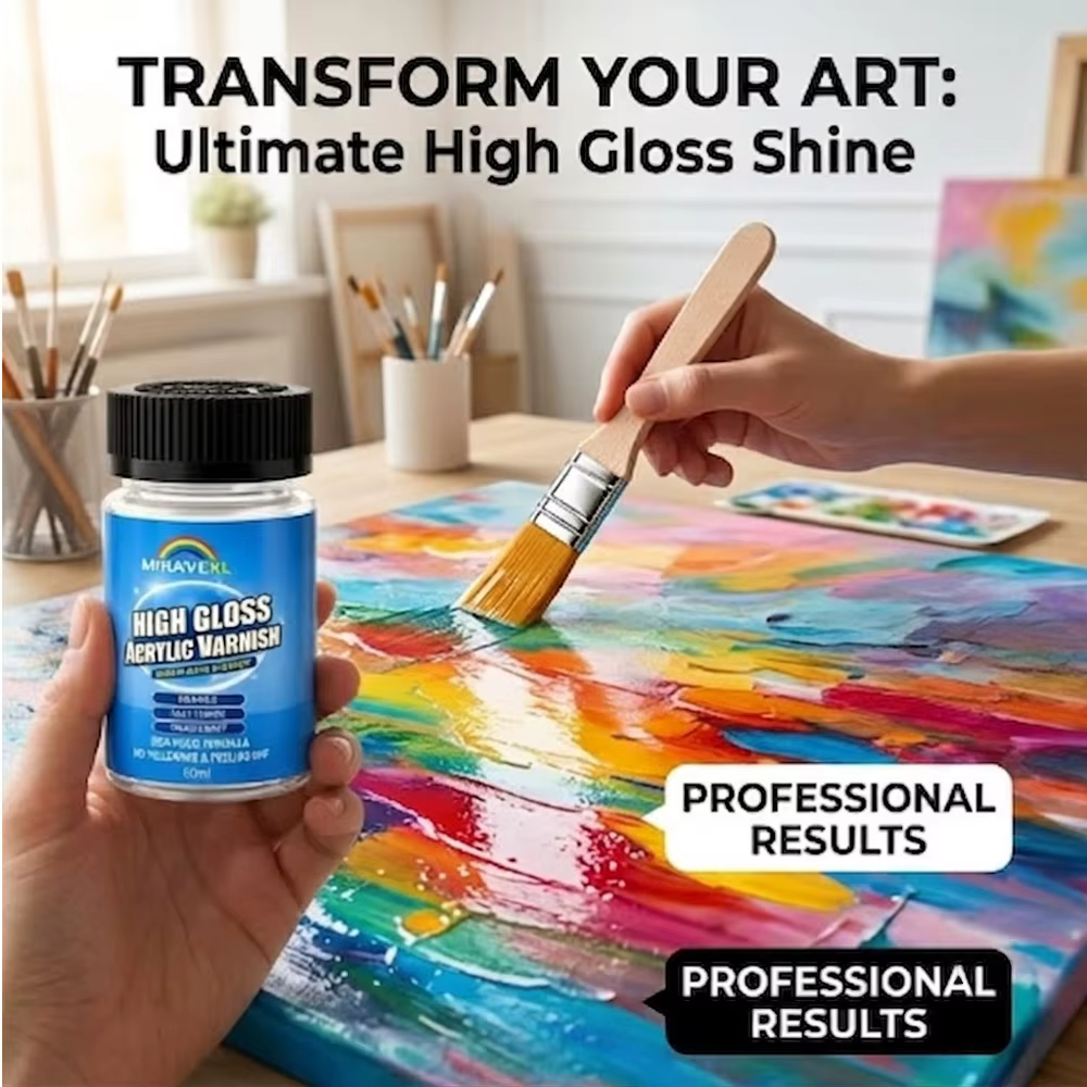 Vernis acrylique haute brillance 60 ml à base d'eau, liquide de finition protectrice pour peinture acrylique, argile, bois, artisanat, entretien des peintures artistiques