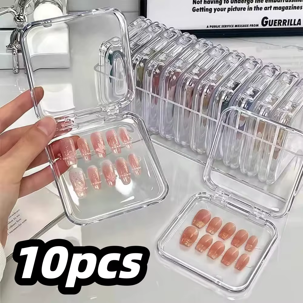 Boîtes à ongles vides pour l'emballage, boîte de forme carrée, vente en gros de pointes d'ongles, étui d'emballage à pression pour petites entreprises, 10 pièces