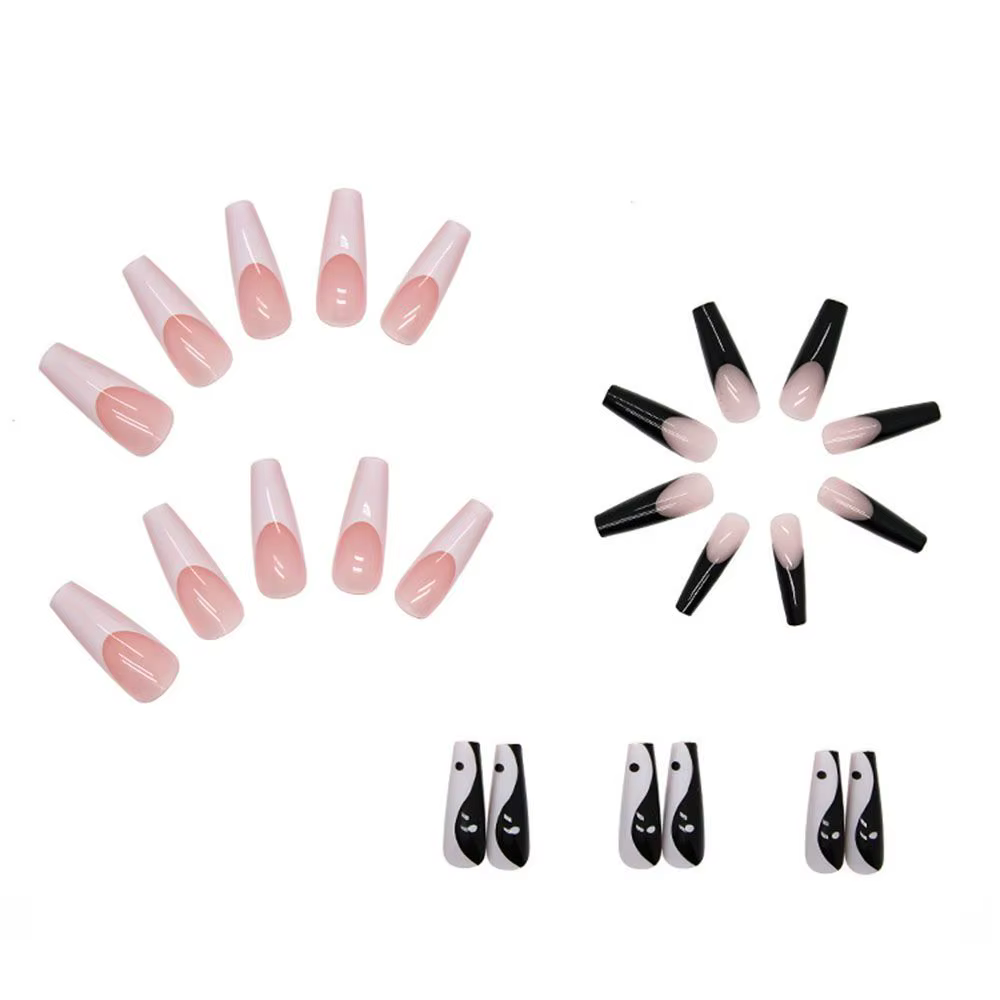 Faux Ongles Longs en Forme de Cercueil pour Manucure