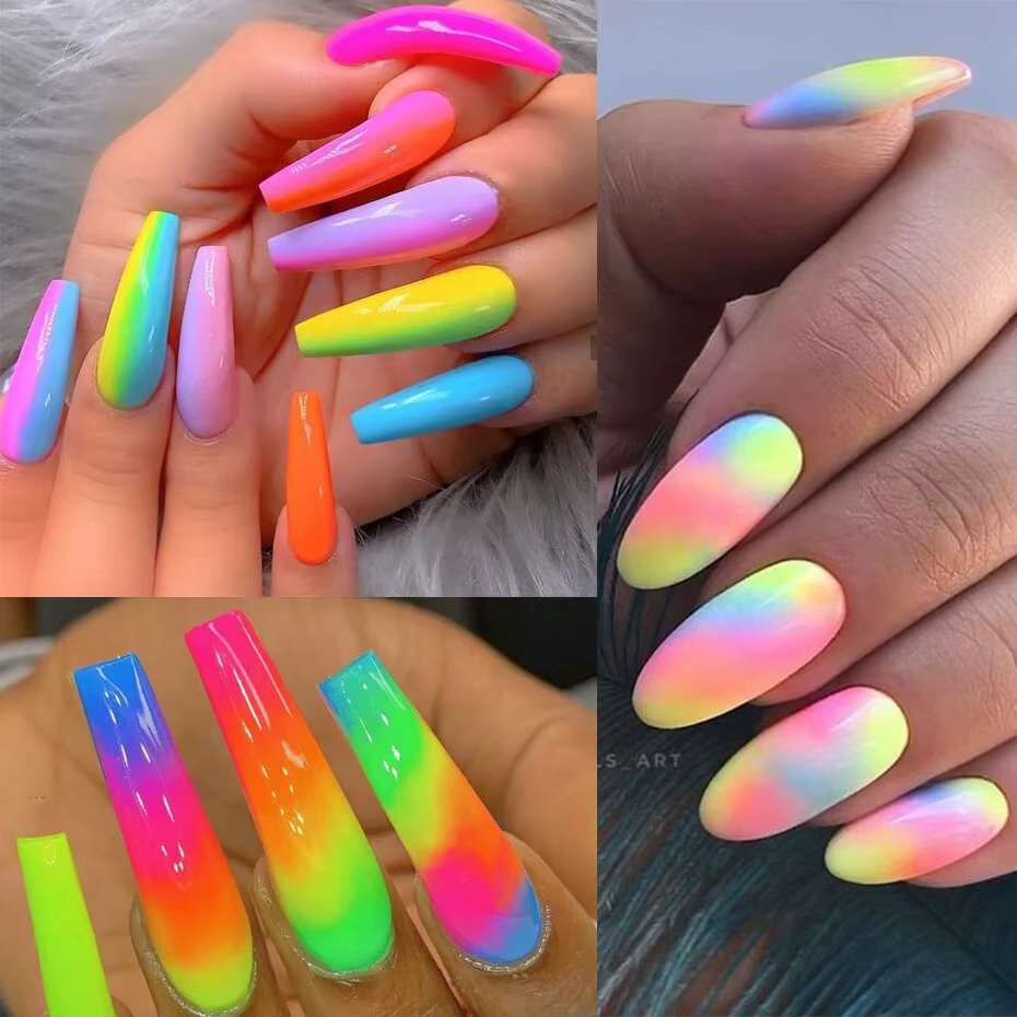 12 grilles de poudre néon colorée