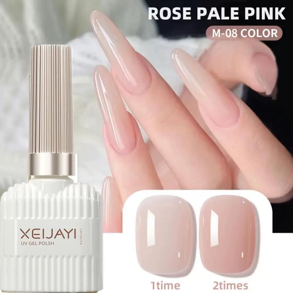 1 flacon de 15 ml de vernis à ongles gel rose nude transparent brillant UV LED