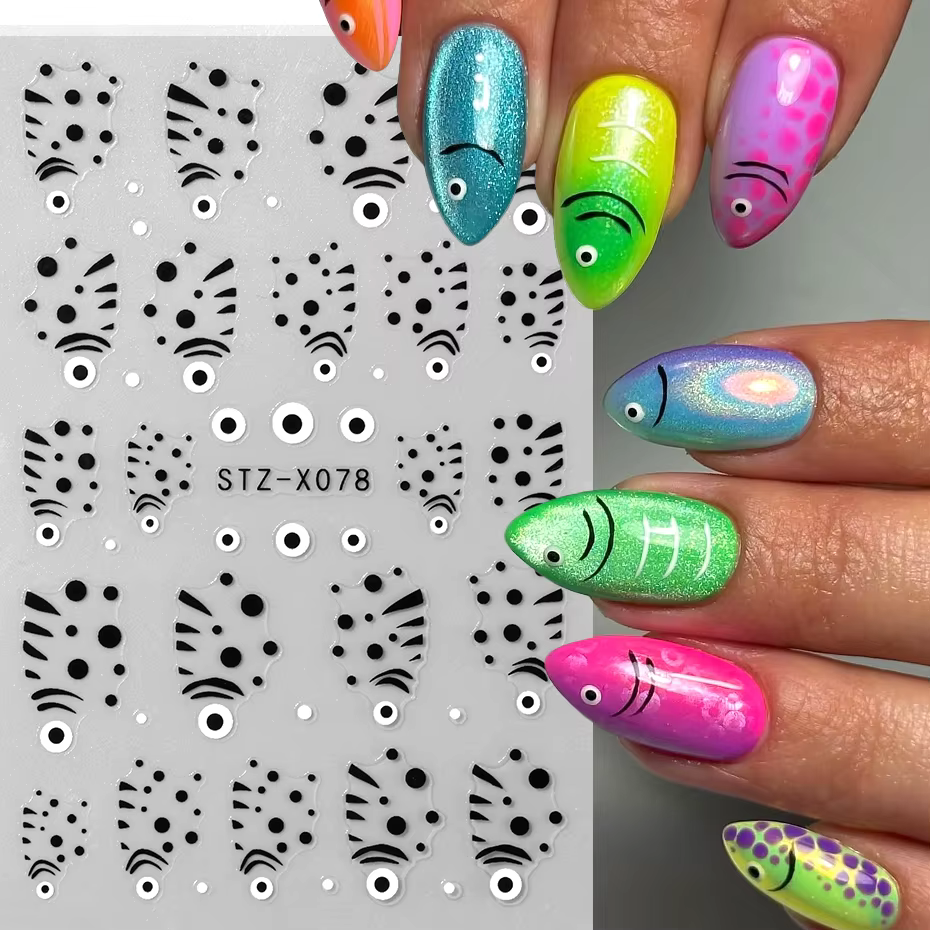 2 pièces leurre de pêche Nail Art autocollant Design poisson mignon ongles décalcomanies breloques