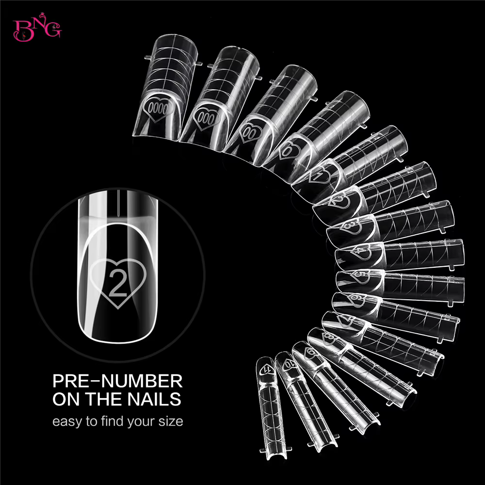 BNG 150 pièces espace double forme couverture complète moules à ongles 15 tailles intelligent ligne française conseils