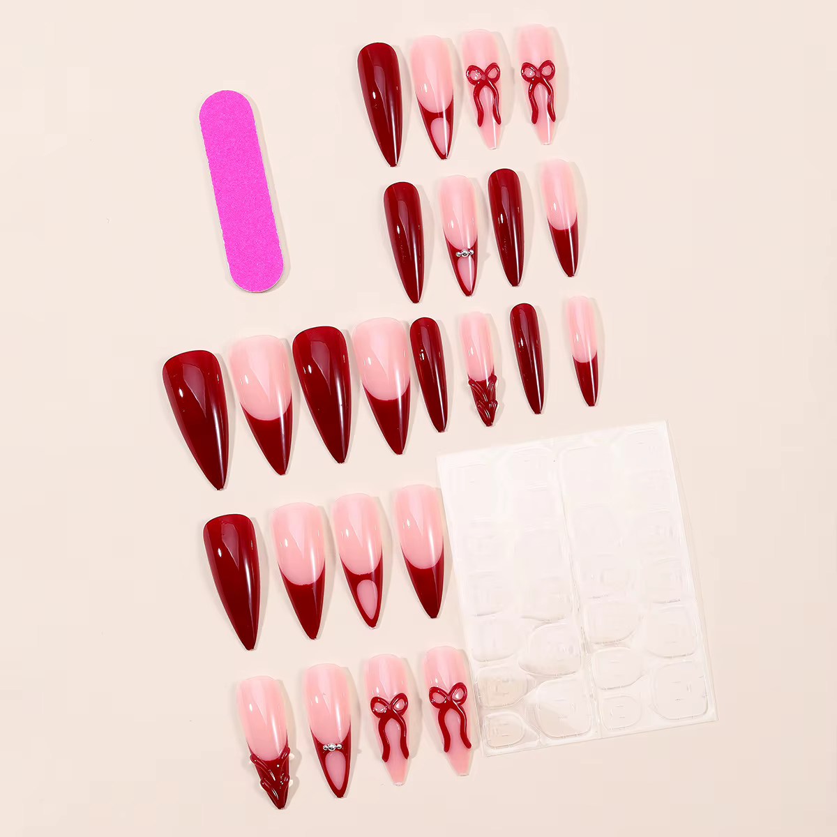 Faux ongles longs en forme de goutte d'eau 3D pour femmes et filles