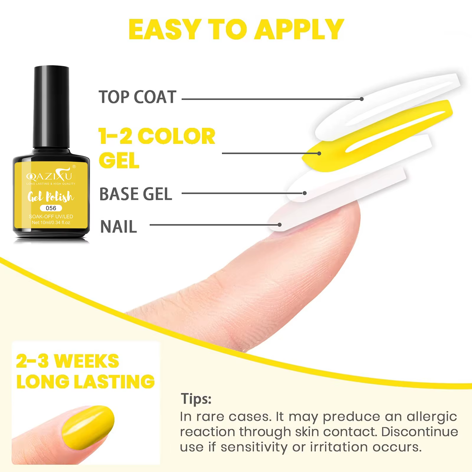 Vernis à ongles gel jaune semi-permanent UV LED