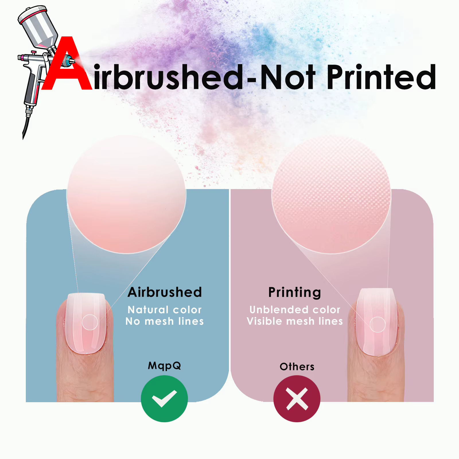 Bébé rose Ombre presse sur ongles carré court faux