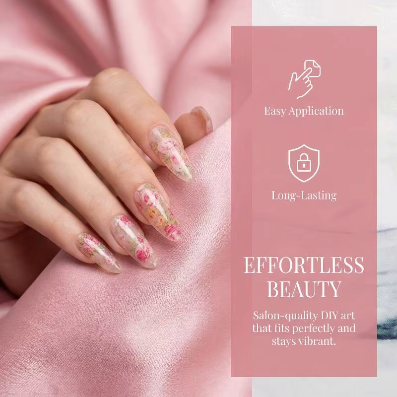 Feuille de transfert pour nail art motif rose