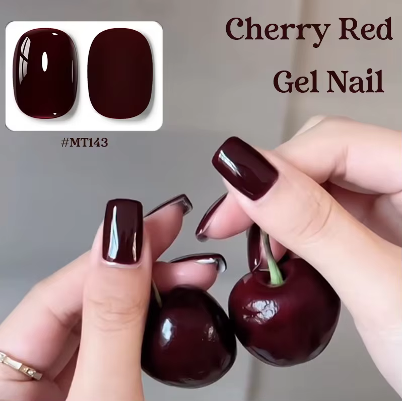 Vernis à ongles gel rouge cerise sans HEMA ni TPO